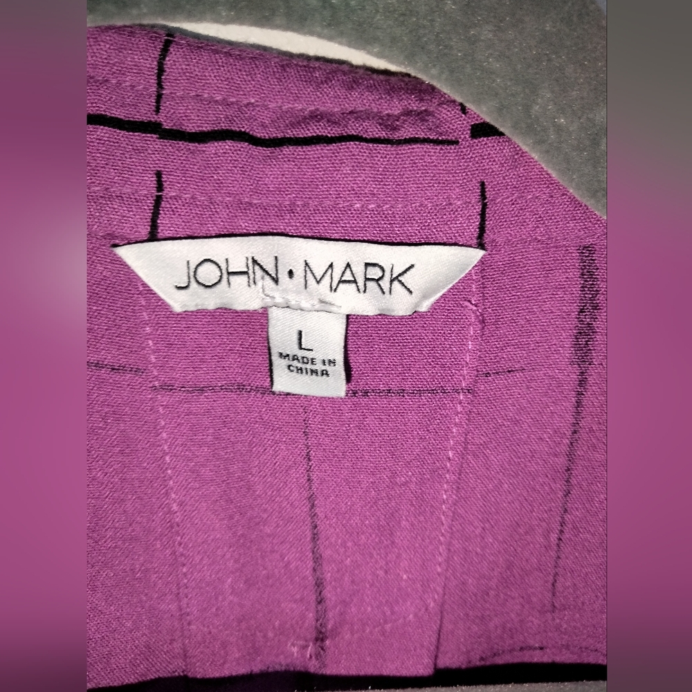 John Mark Magenta Checkered Button Down Shirt - image 2